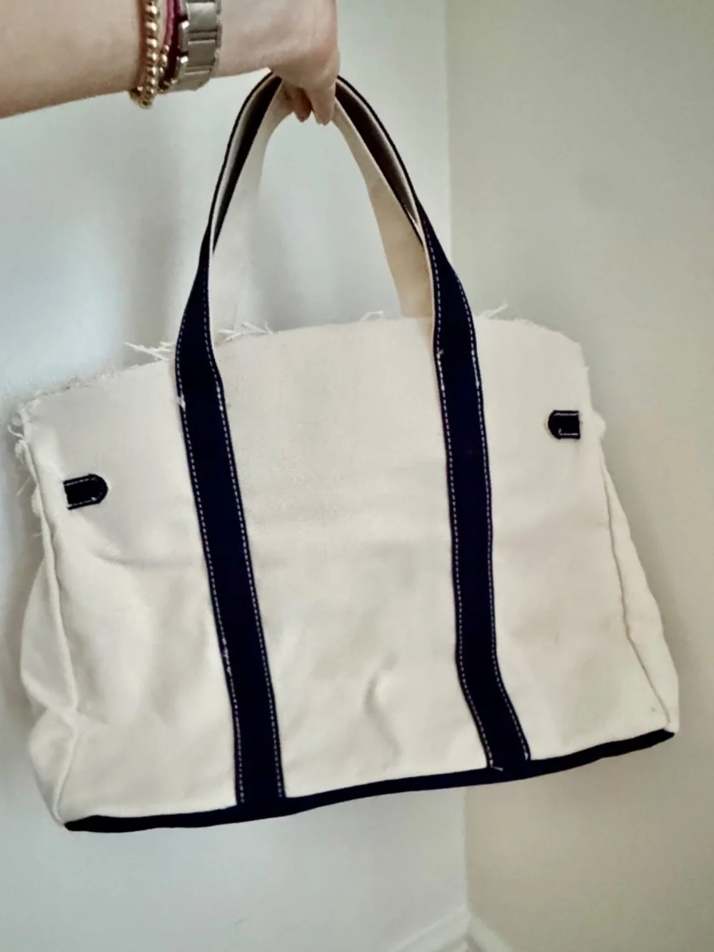 Navy blue trim Boatkin canvas bag